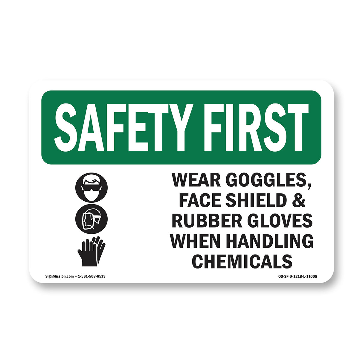 Wear Goggles, Face Shield & With Symbol