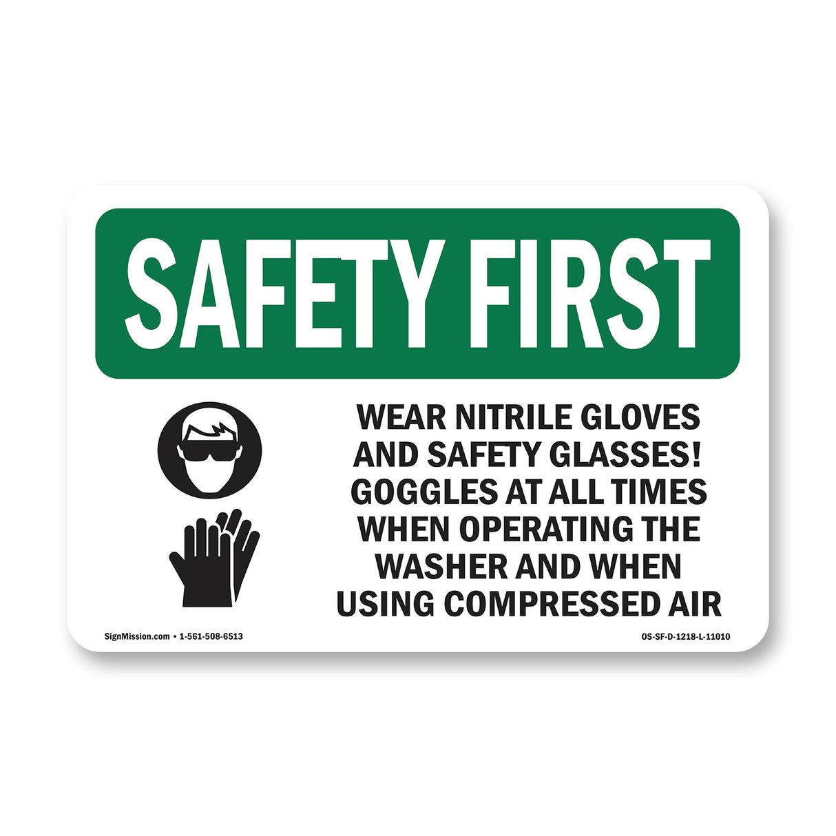 Wear Nitrile Gloves And Safety With Symbol