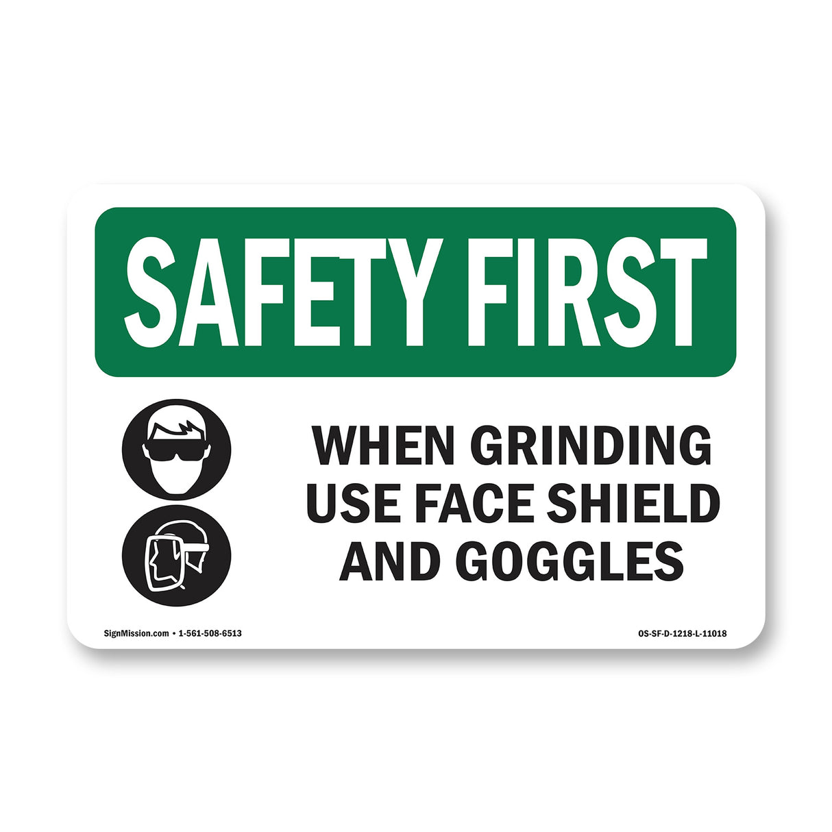 When Grinding Use Face Shield With Symbol