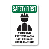 2X Hearing Protection Area Ear With Symbol