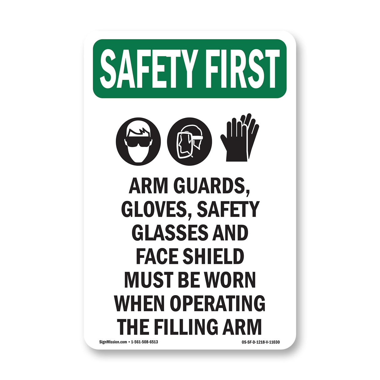 Arm Guards, Gloves, Safety Glasses With Symbol