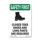 Closed Toed Shoes And Long Pants With Symbol