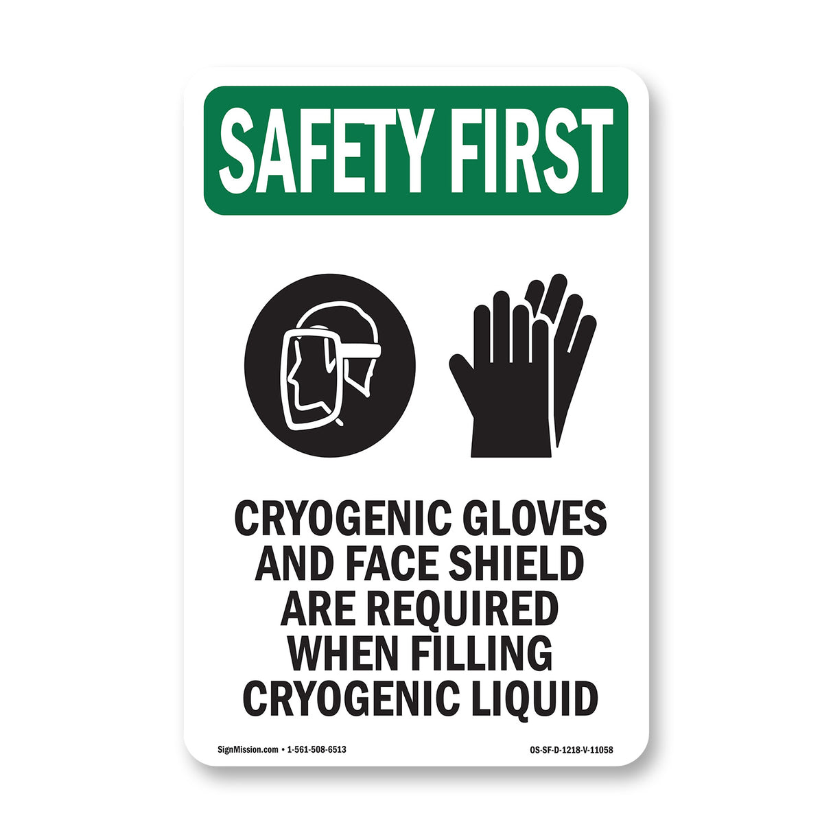 Cryogenic Gloves And Face Shield With Symbol
