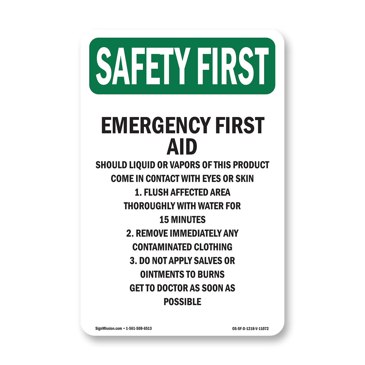 Emergency First Aid Should Liquid Or Vapors