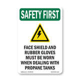 Face Shield And Rubber Gloves With Symbol