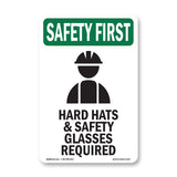 Hard Hats & Safety Glasses Required With Symbol