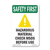 Hazardous Material Check MSDS Before