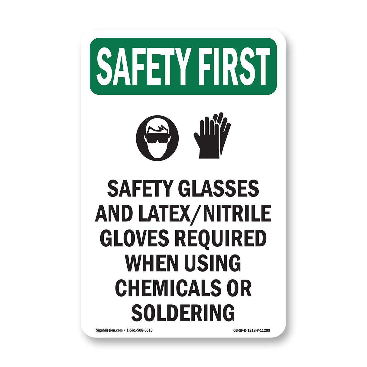 Safety Glasses And Latex Nitrile With Symbol