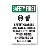 Safety Glasses And Latex Nitrile With Symbol