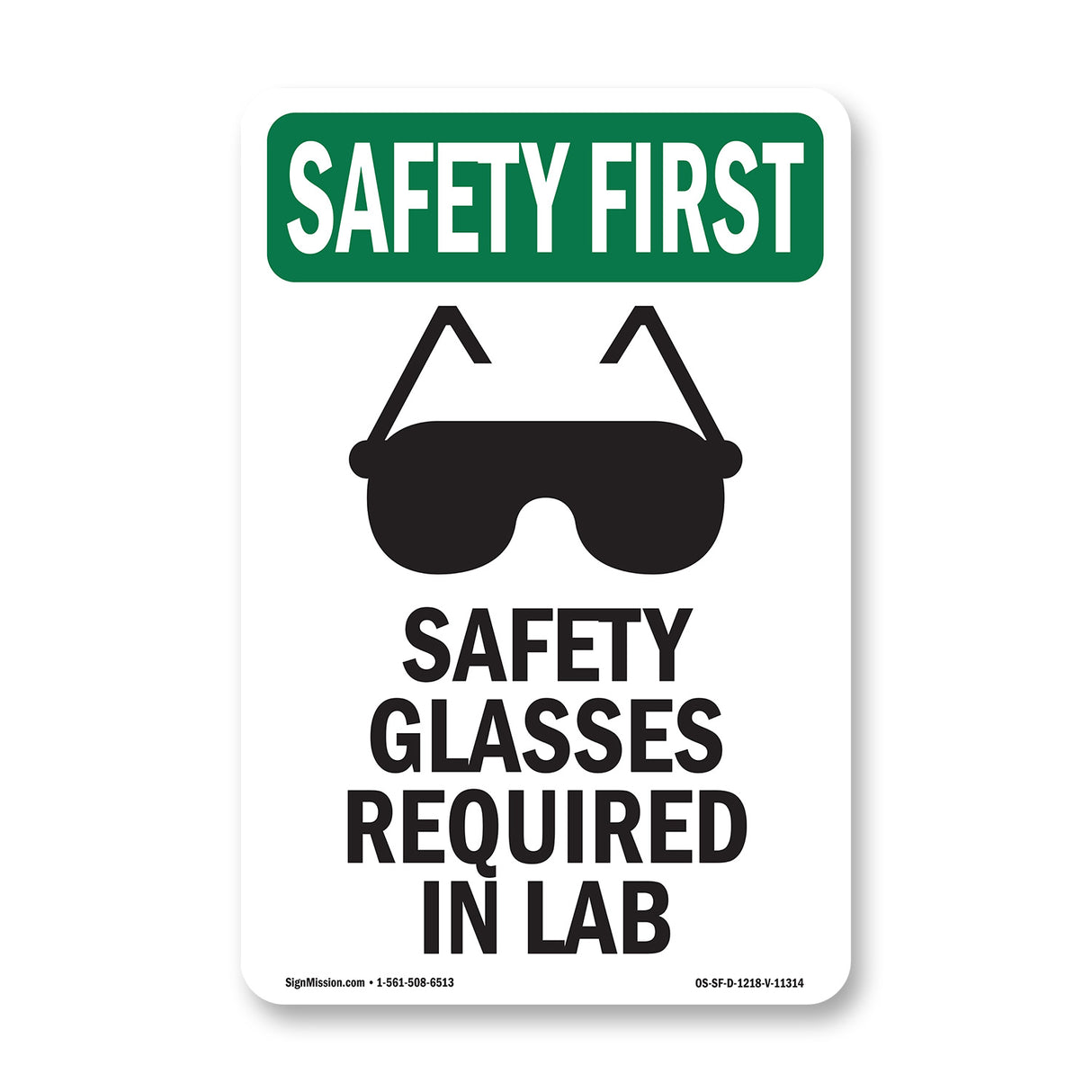 Safety Glasses Required In Lab With Symbol