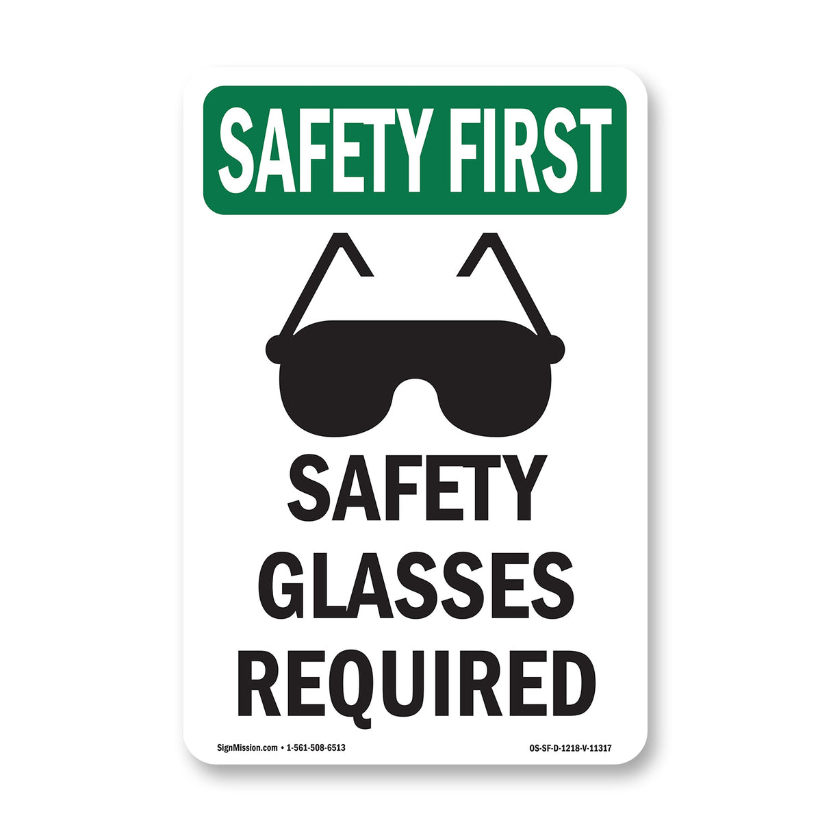 Safety Glasses Required With Symbol