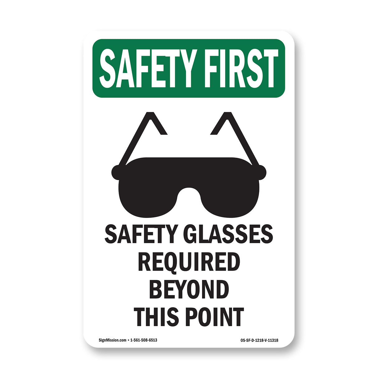 Safety Glasses Required Beyond With Symbol