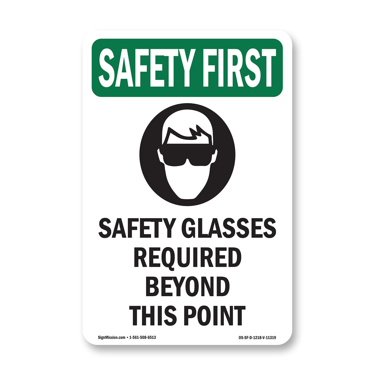 Safety Glasses Required Beyond With Symbol