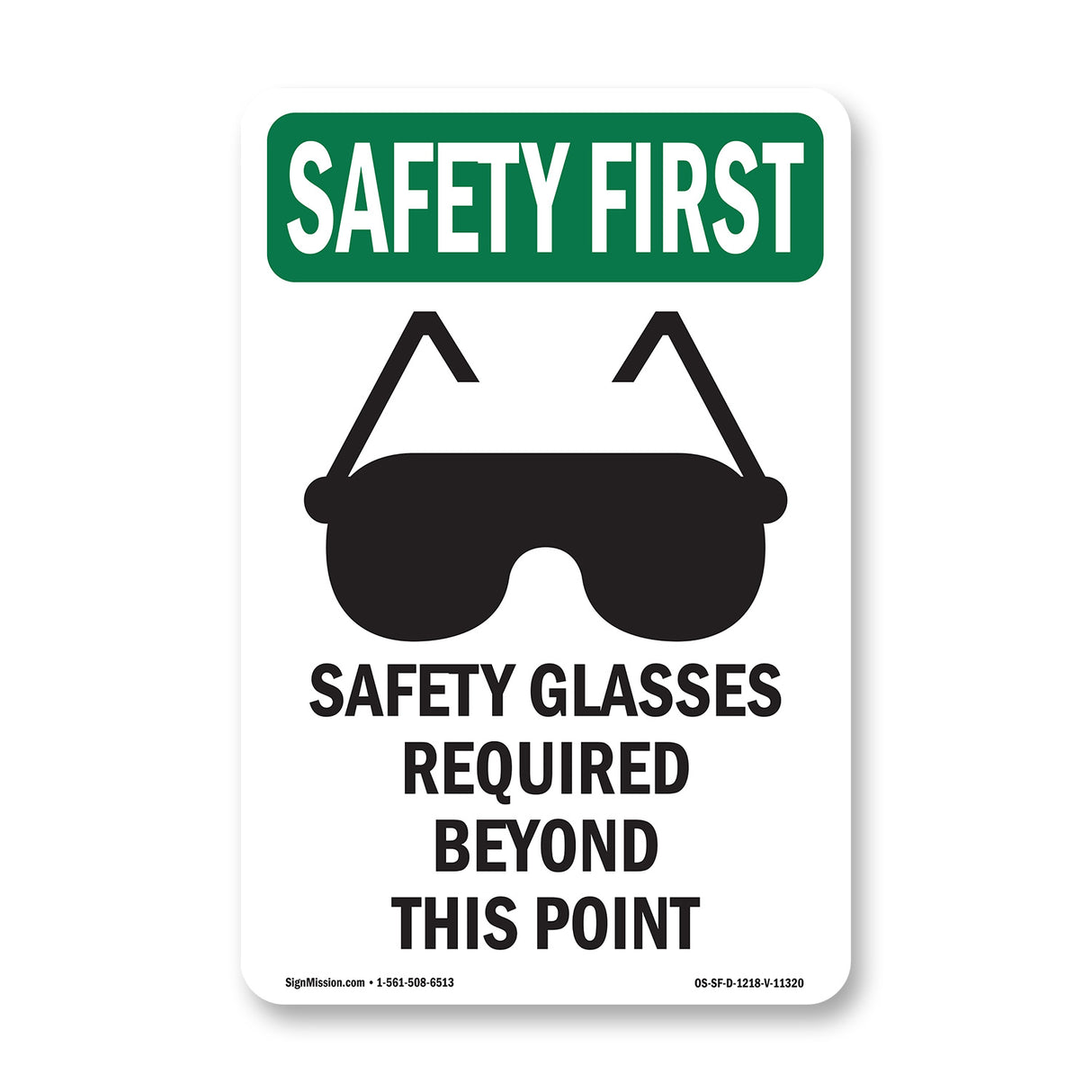 Safety Glasses Required Beyond With Symbol