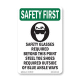 Safety Glasses Required Beyond With Symbol