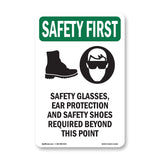 Safety Glasses, Ear Protection With Symbol