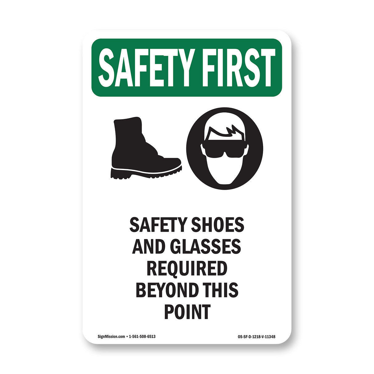 Safety Shoes And Glasses Required With Symbol