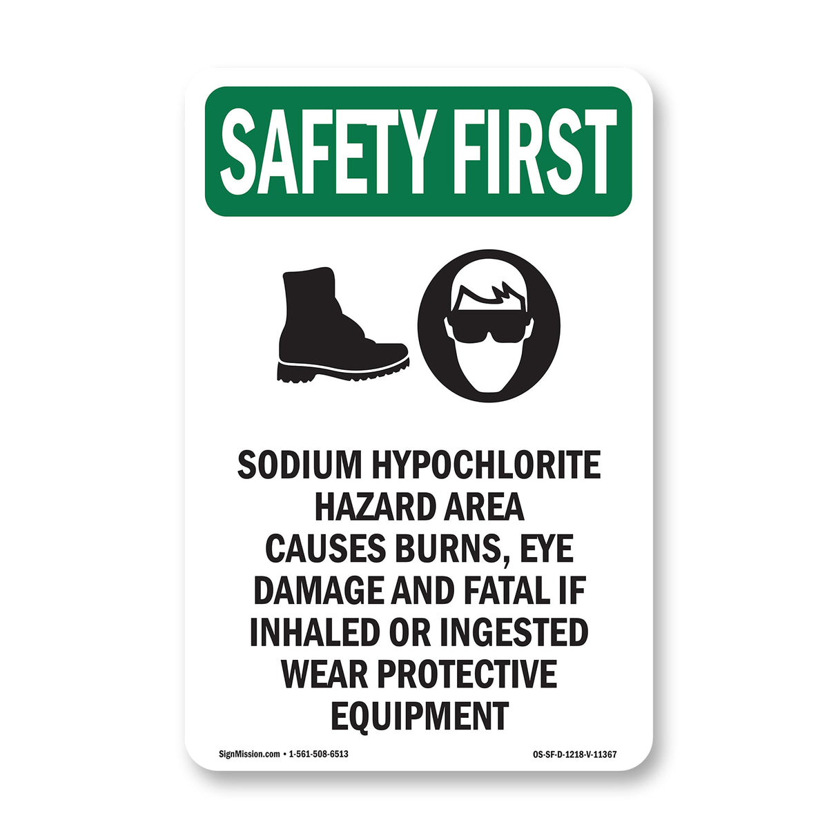 Sodium Hypochlorite Hazard Area With Symbol