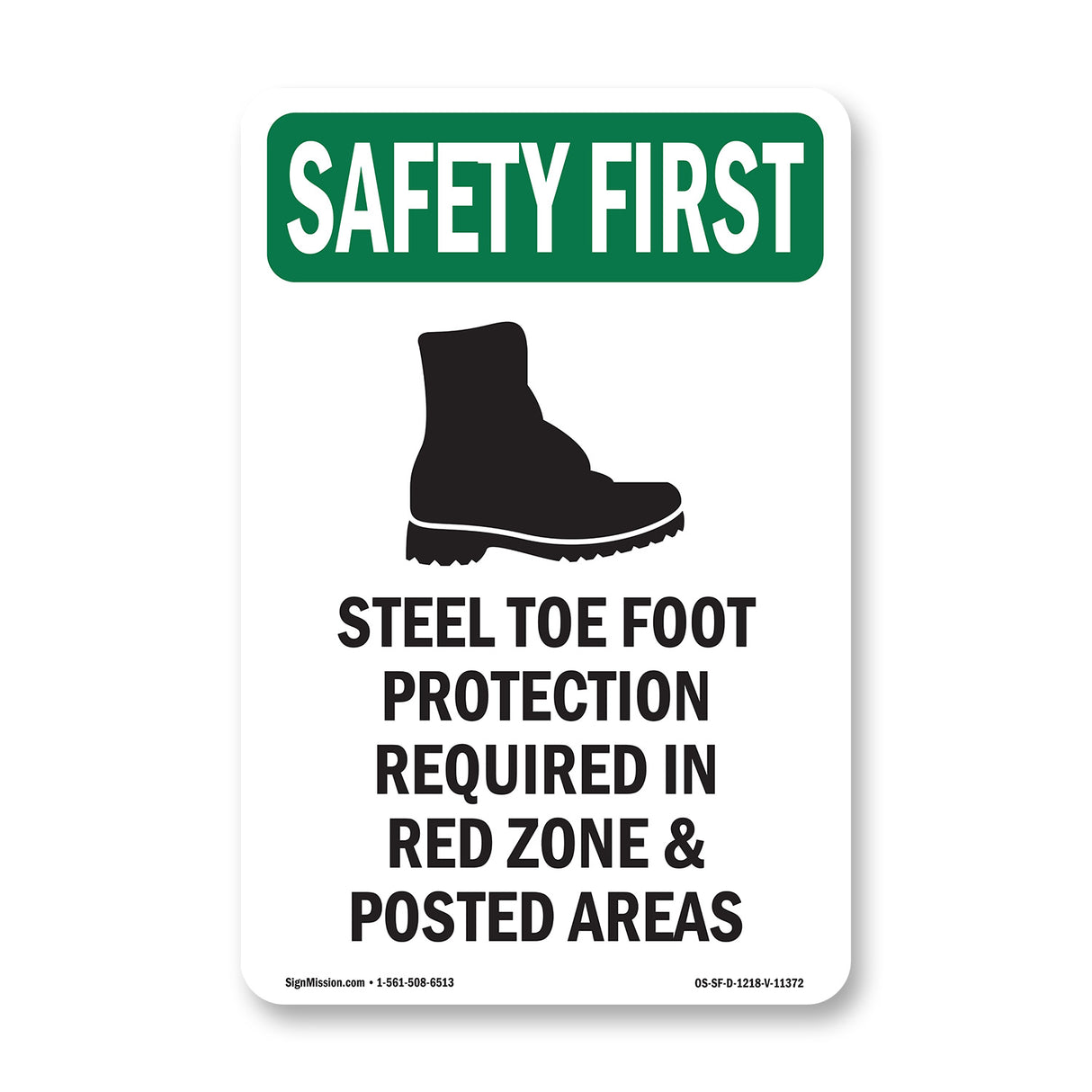 Steel Toe Foot Protection Required With Symbol