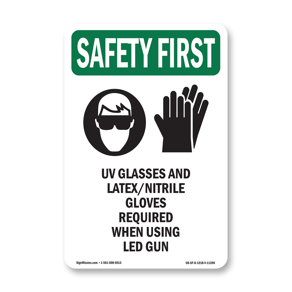 UV Glasses And Latex Nitrile With Symbol