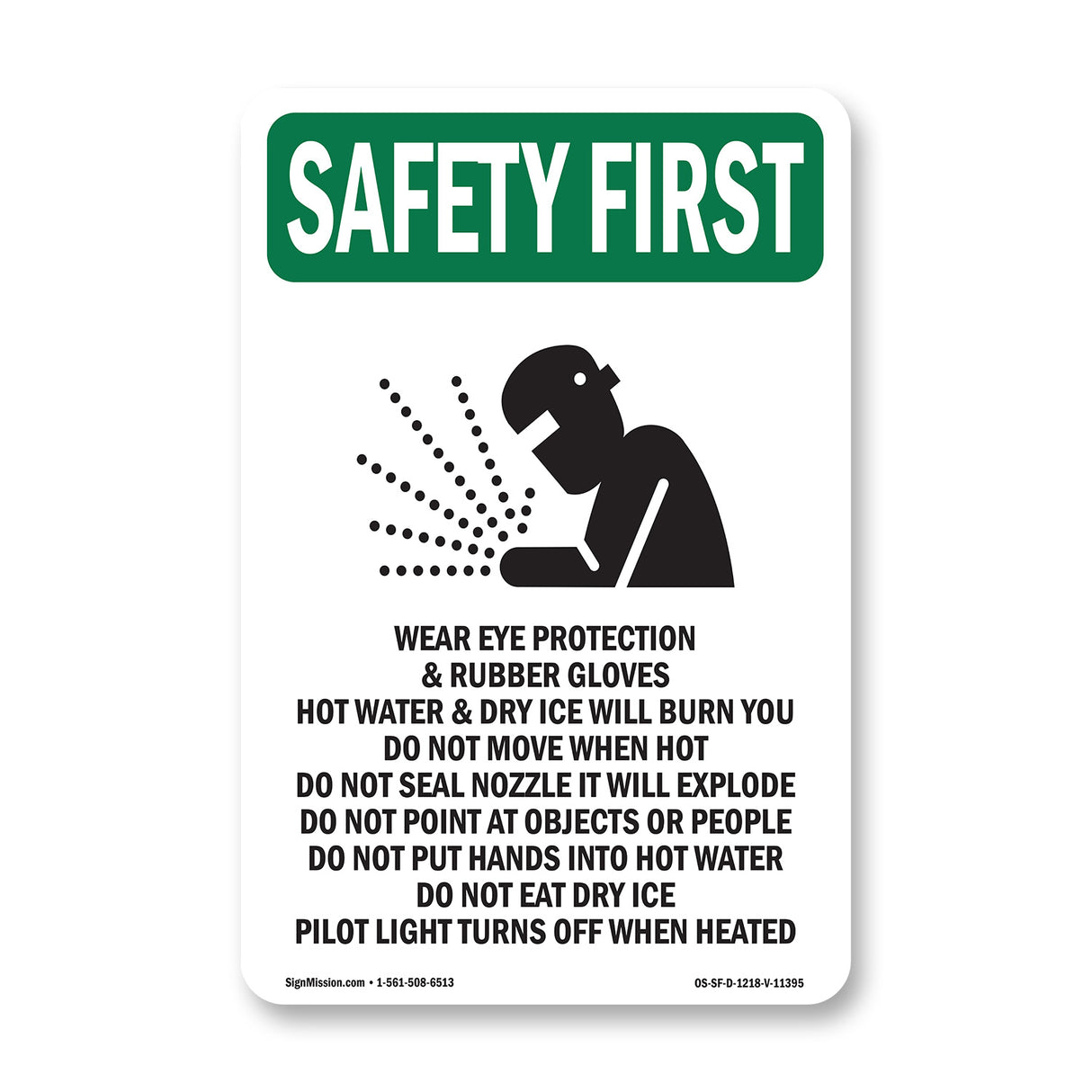 Wear Eye Protection & Rubber With Symbol