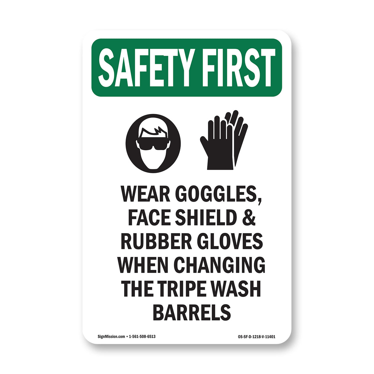 Wear Goggles, Face Shield & With Symbol
