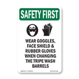 Wear Goggles, Face Shield & With Symbol