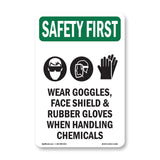 Wear Goggles, Face Shield & With Symbol