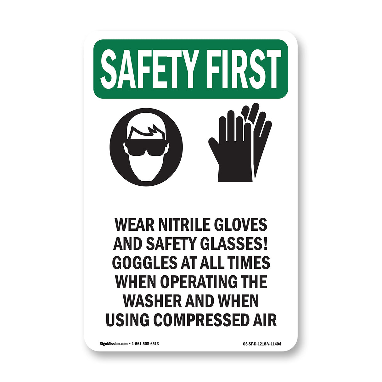 Wear Nitrile Gloves And Safety With Symbol