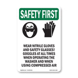 Wear Nitrile Gloves And Safety With Symbol