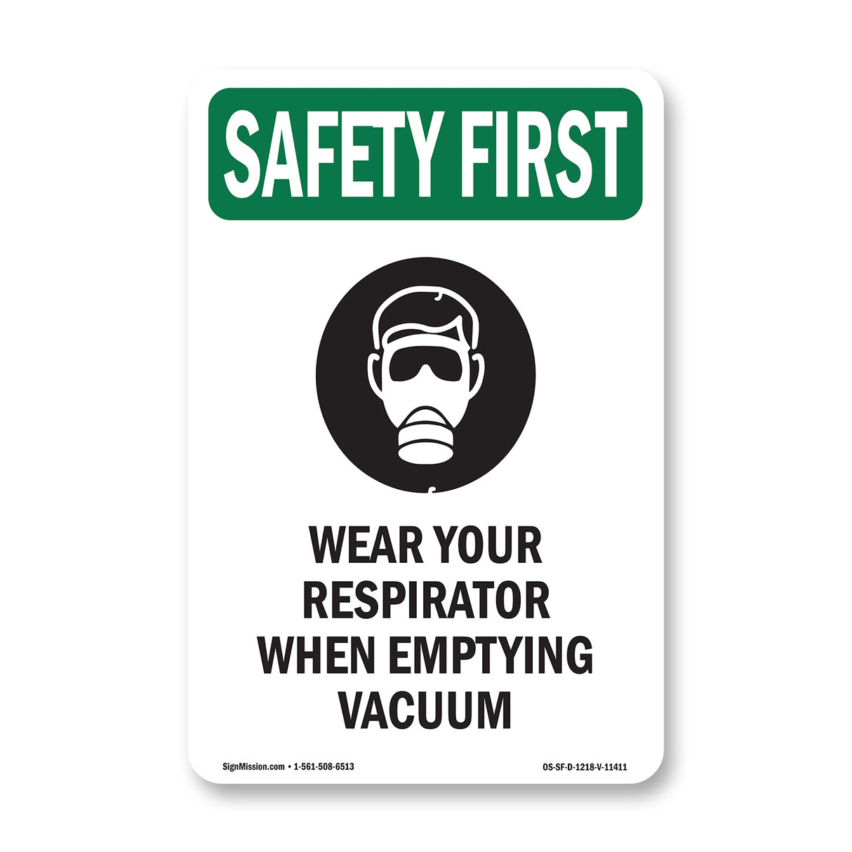 Wear Your Respirator When Emptying With Symbol