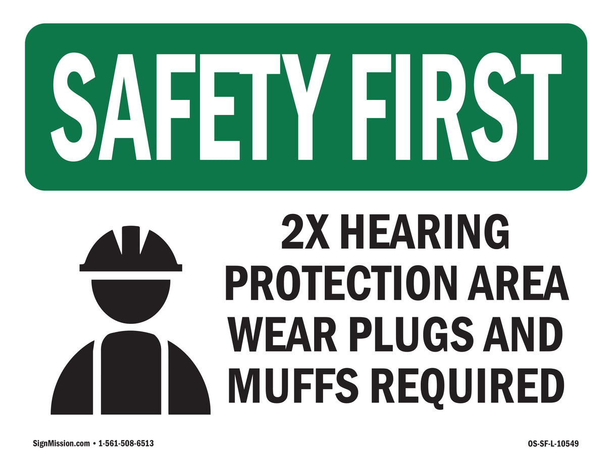 2X Hearing Protection Area Ear With Symbol