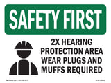 2X Hearing Protection Area Ear With Symbol