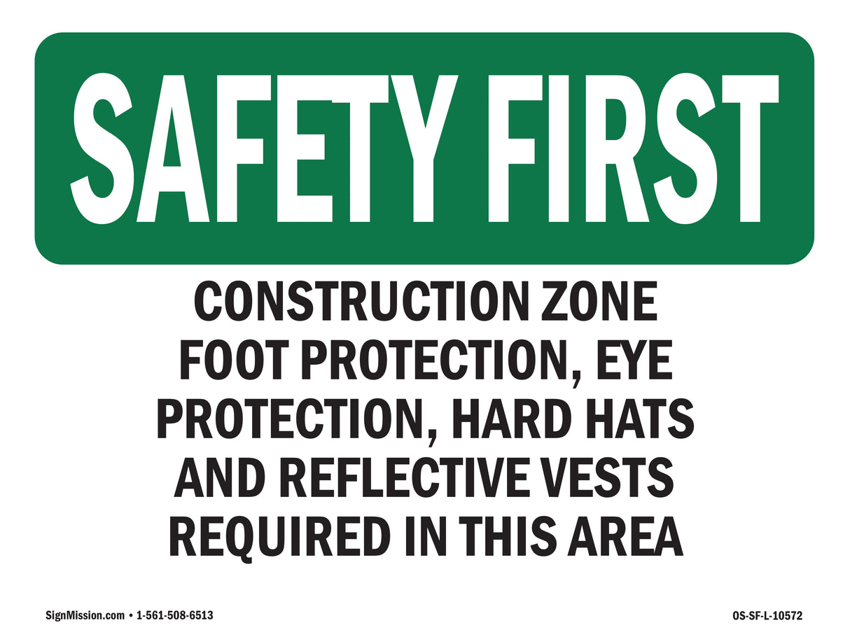 Construction Zone Foot Protection, Eye Protection,