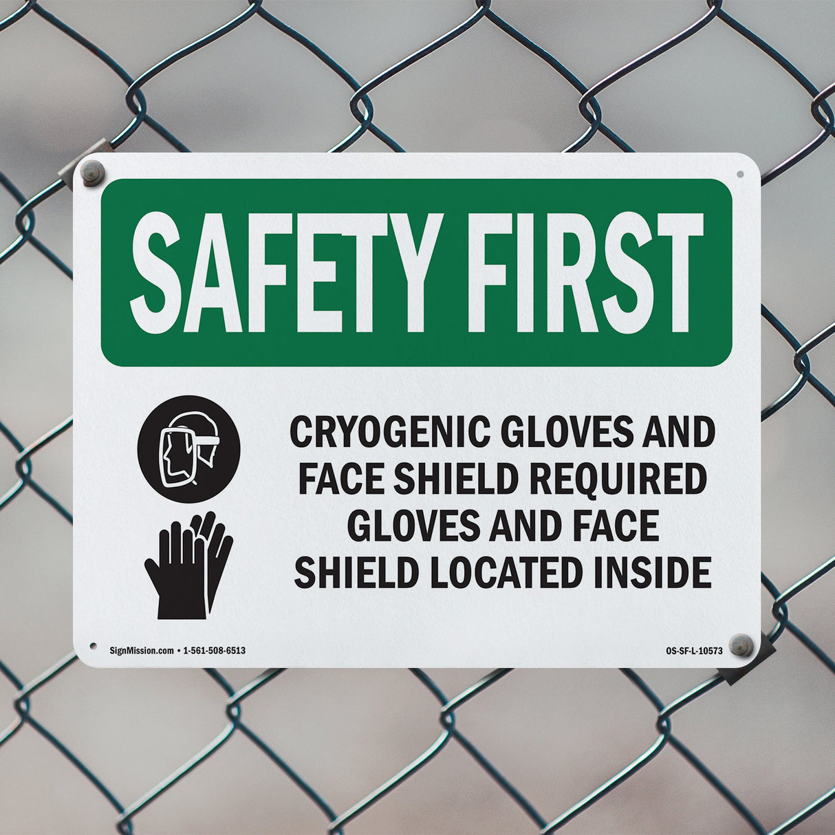 Cryogenic Gloves And Face Shield With Symbol