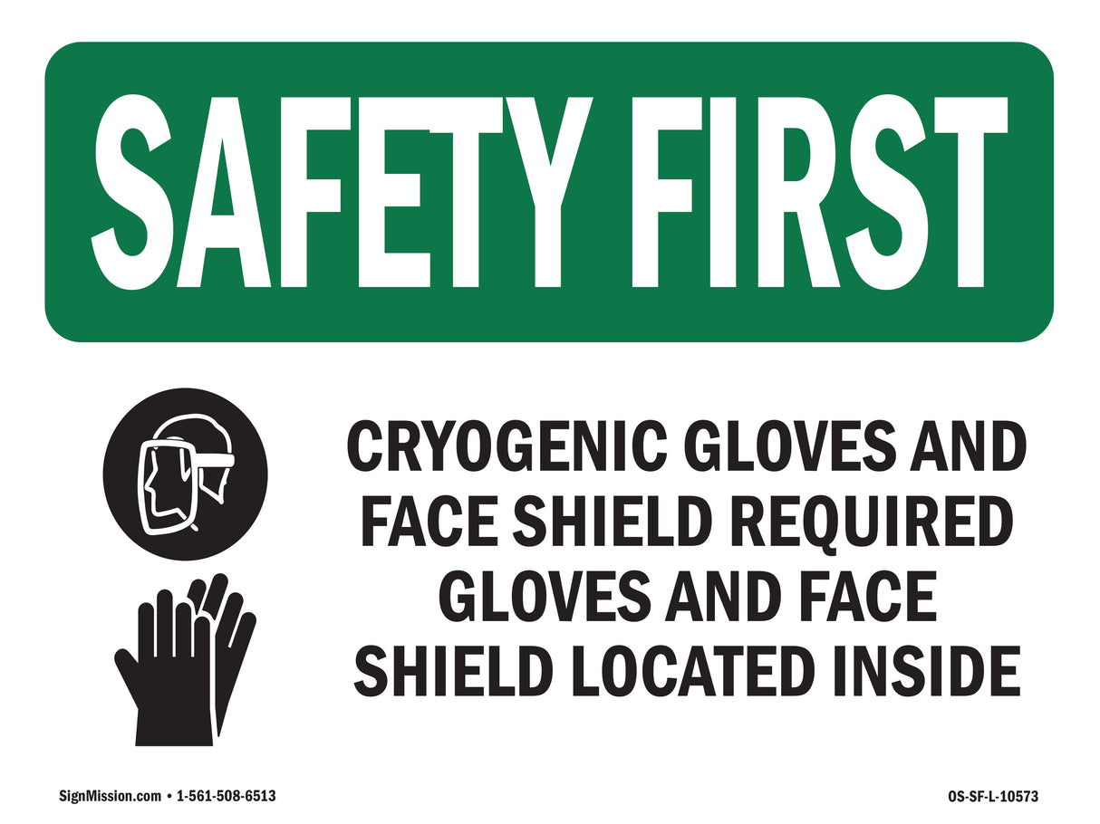 Cryogenic Gloves And Face Shield With Symbol