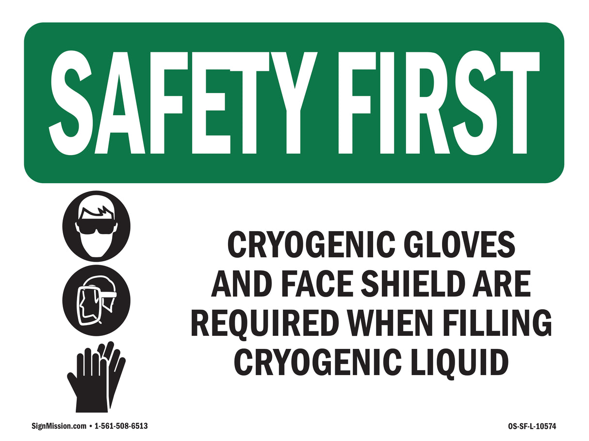 Cryogenic Gloves And Face Shield With Symbol