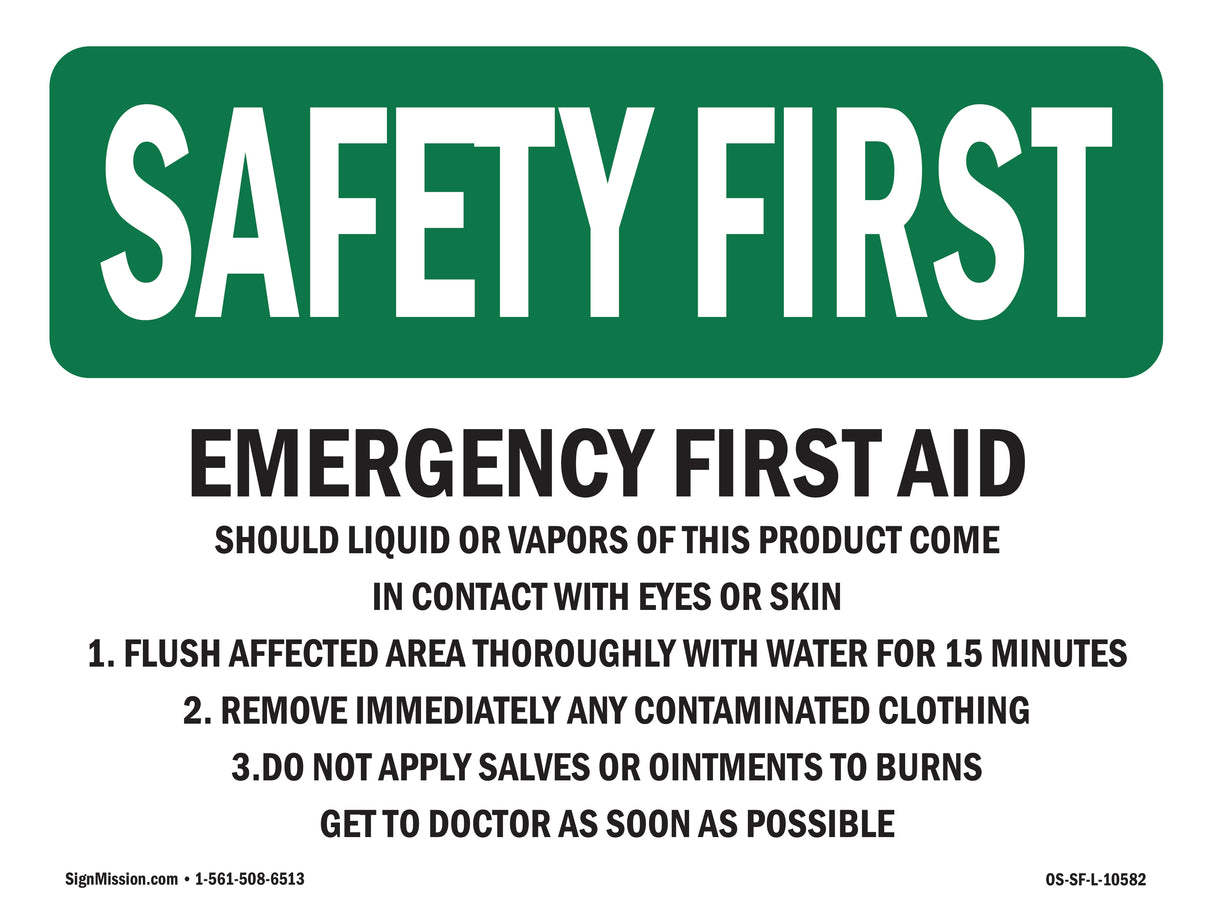 Emergency First Aid Should Liquid Or Vapors