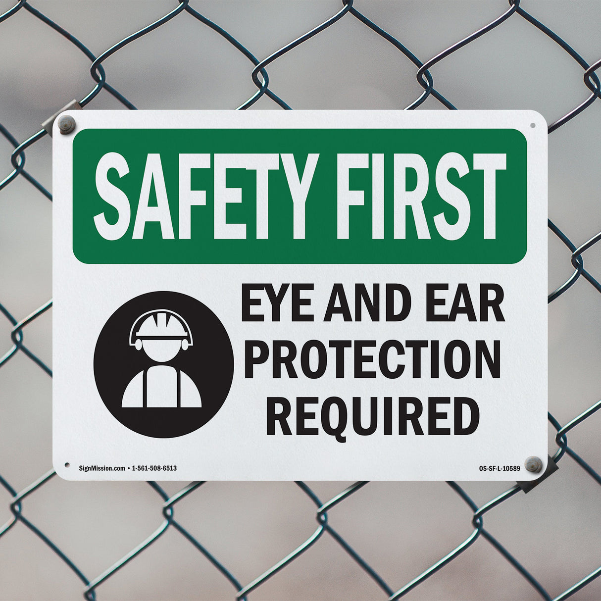 Eye And Ear Protection Required With Symbol