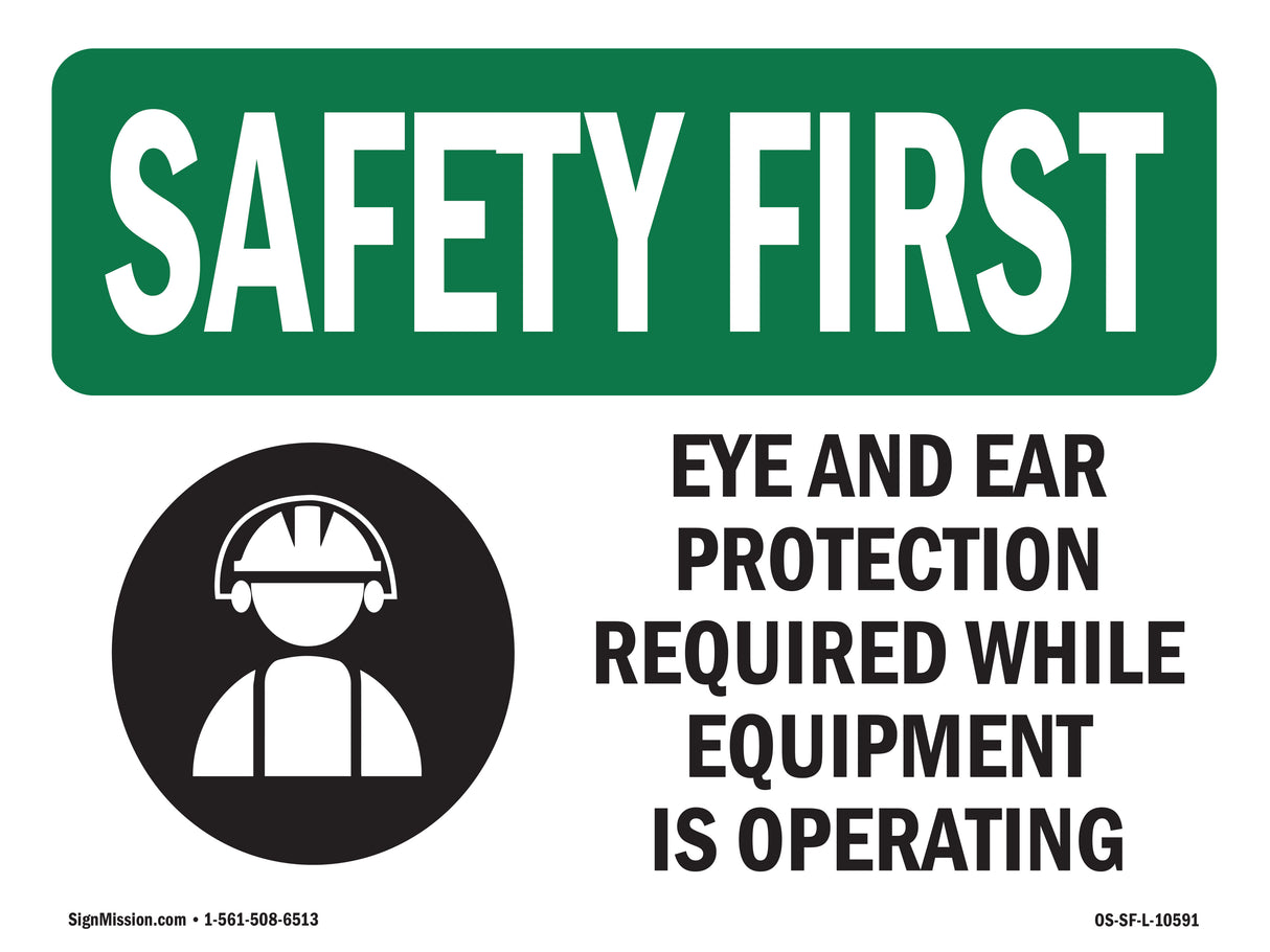 Eye And Ear Protection Required With Symbol