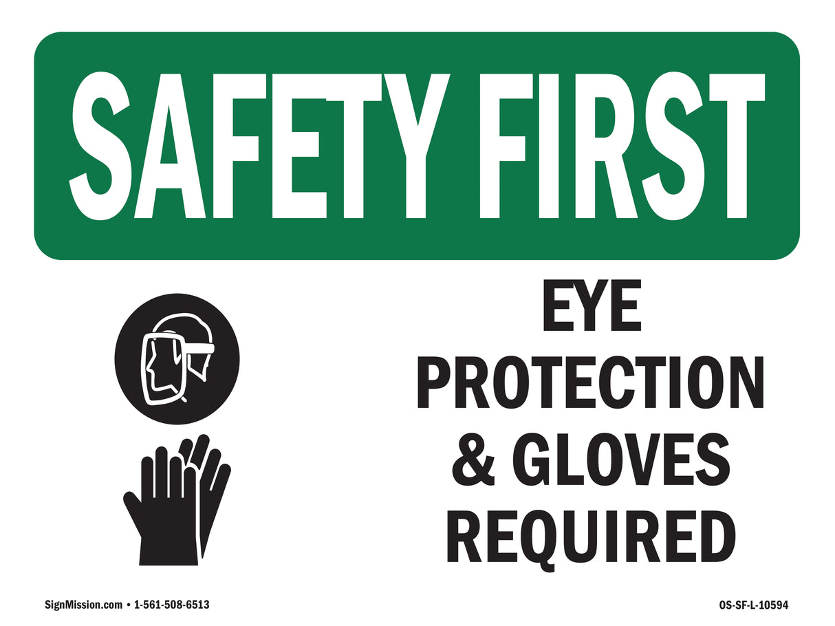 Eye Protection & Gloves Required With Symbol