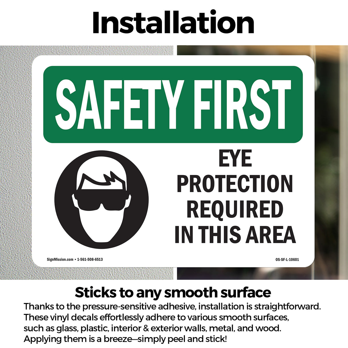 Eye Protection Required In This Area With Symbol