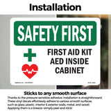 First Aid Kit AED Inside Cabinet With Symbol