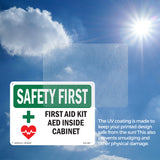 First Aid Kit AED Inside Cabinet With Symbol