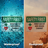 First Aid Kit AED Inside Cabinet With Symbol