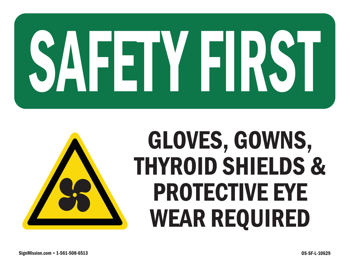 Gloves, Gowns, Thyroid Shields With Symbol