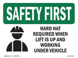 Hard Hat Required When Lift With Symbol
