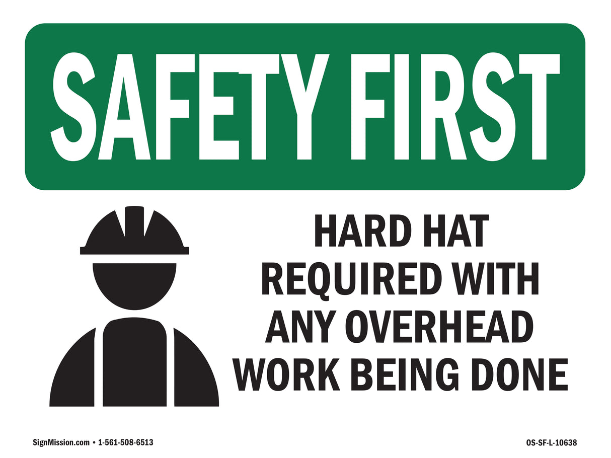Hard Hat Required With Any Overhead With Symbol