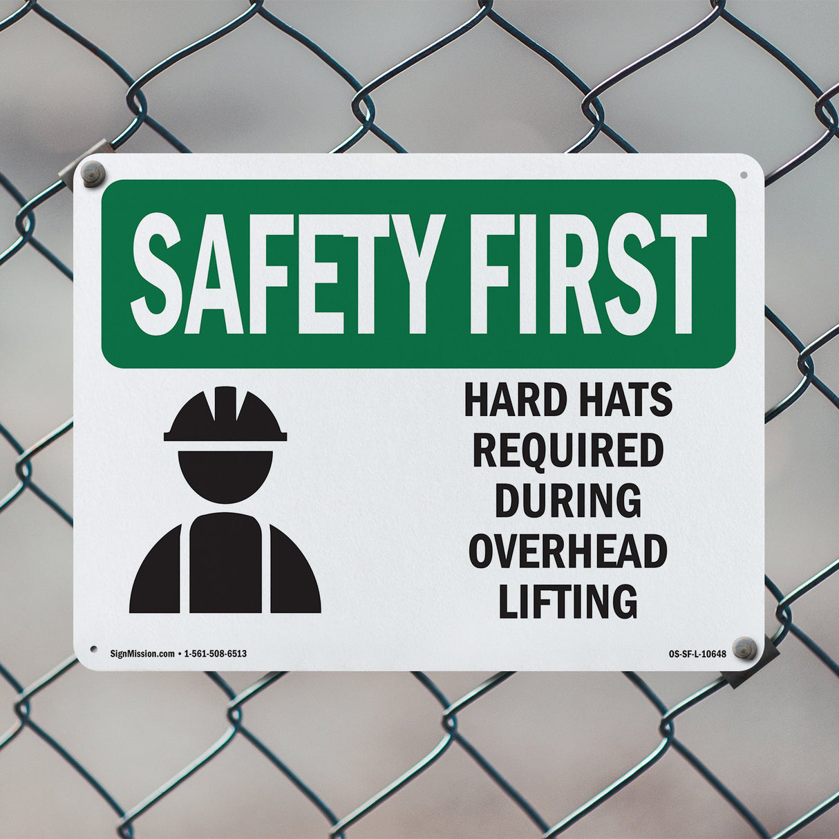 Hard Hats Required During Overhead With Symbol