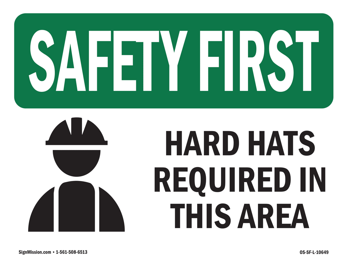 Hard Hats Required In This Area With Symbol